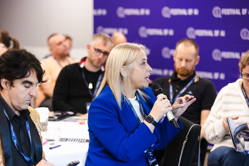 An attendee asking a question at Festival of AI 2026